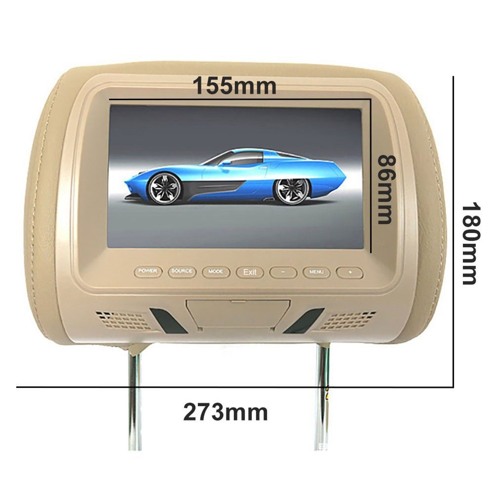 Rutaqian 7Zoll Auto Monitor Rücksitzunterhaltung Multimedia-Spieler Multifunktionsspieler (Riemenantrieb)