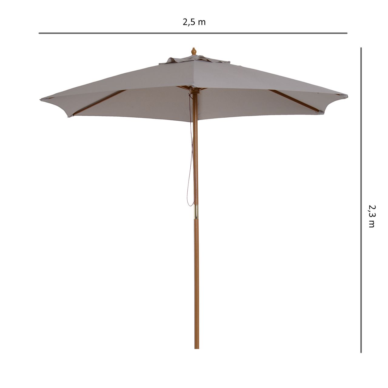 Outsunny Sonnenschirm Gartenschirm 3-stufig Bambus 180/ Polyester Grau