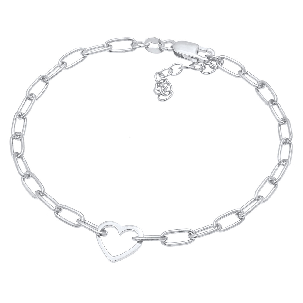 Elli Elli Bracelet Chaîne maille coeur pour femme tendance ovale en argent sterling 92 Bracelet