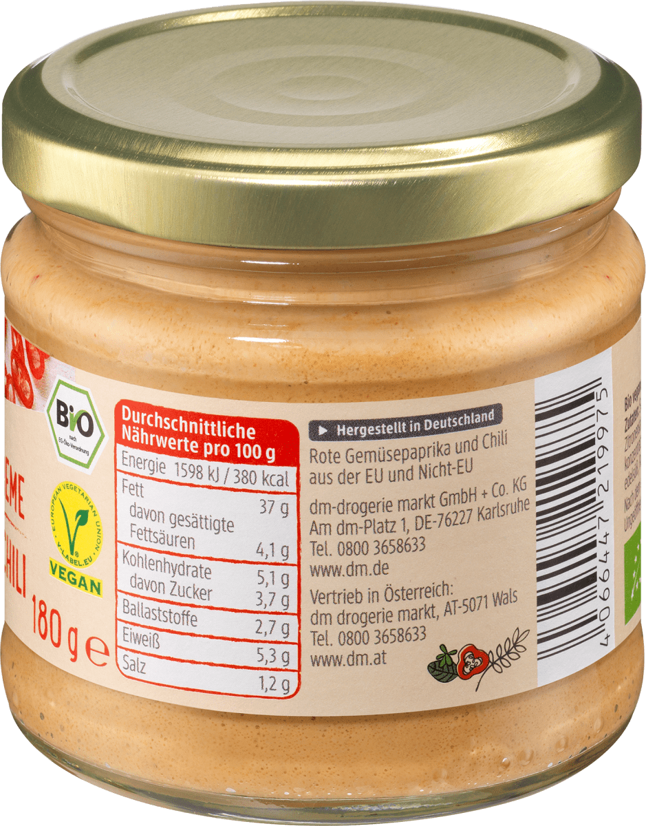 Brotaufstrich, Streichcreme Paprika-Chili, 180 g