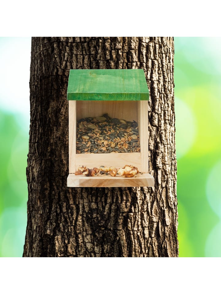 relaxdays Eichhörnchen Futterhaus in Natur/ Grün günstig kaufen onesize