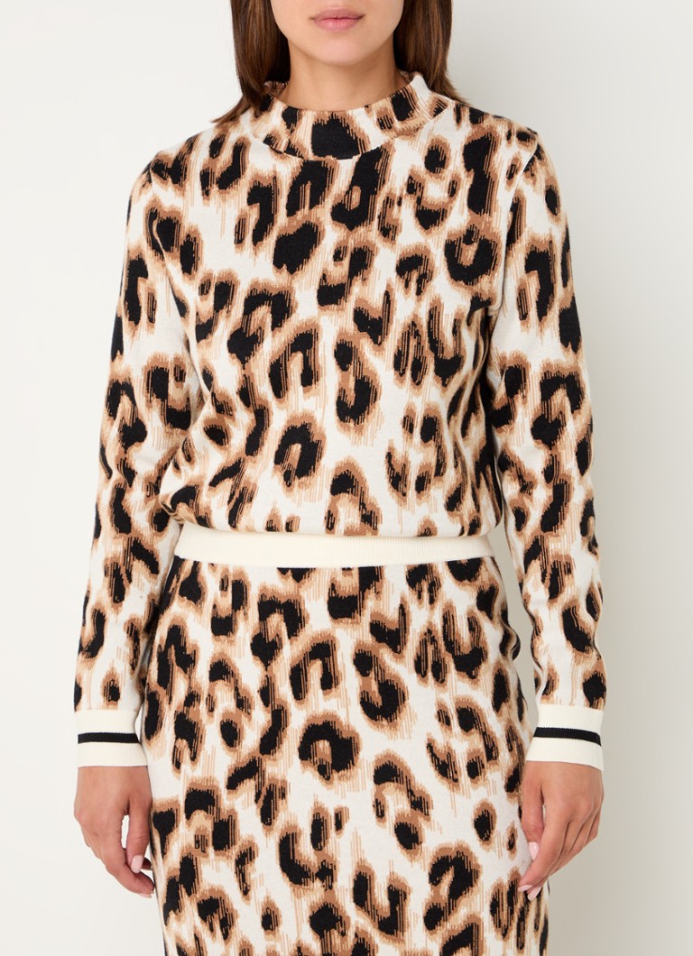 Gerry Weber Fine-knit sweater with leopard print and stand-up collar