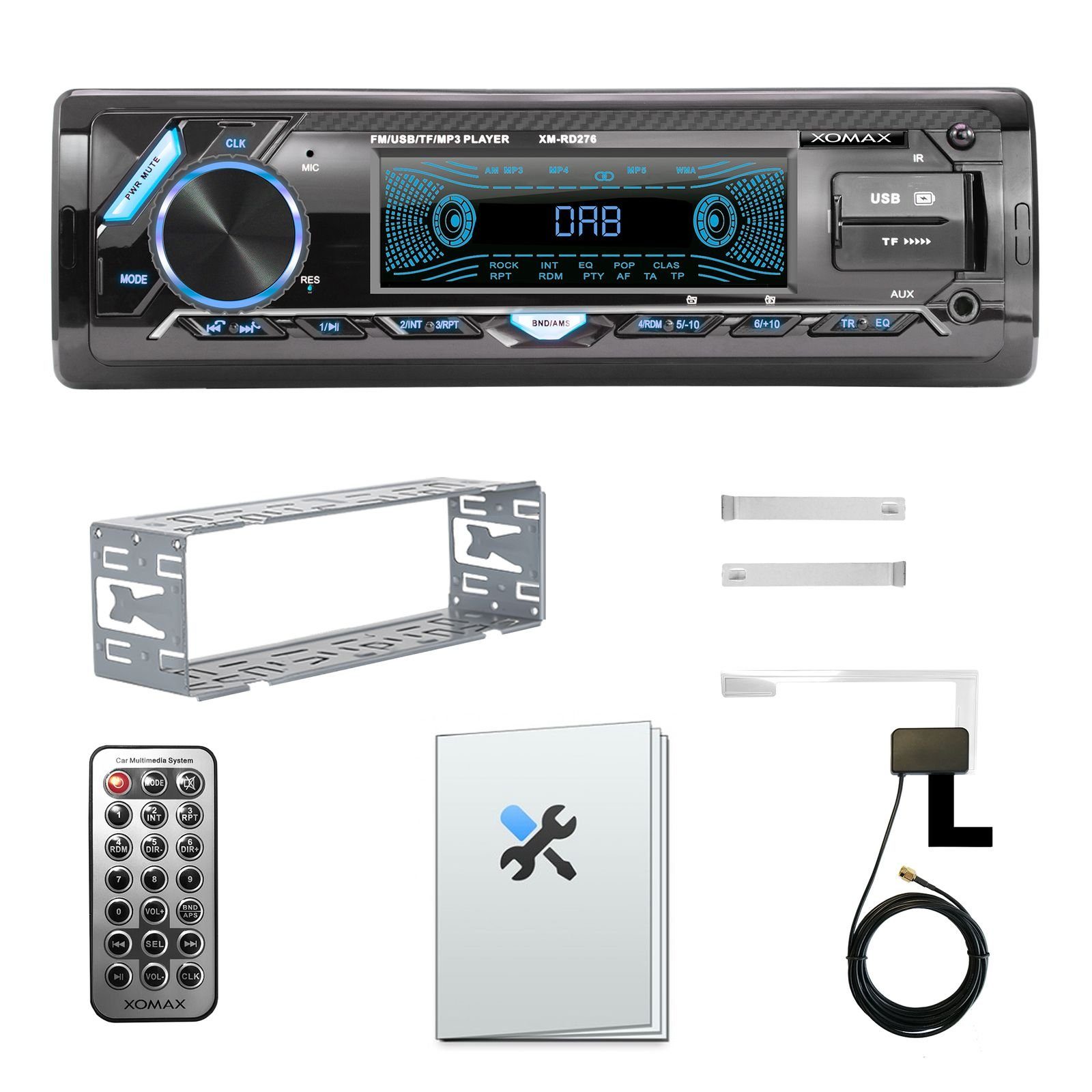 XOMAX XM-RD276 Autoradio mit DAB+ plus, Bluetooth, 2x USB, SD, AUX, 1 DIN Autoradio