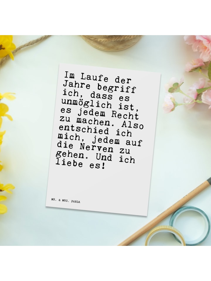 Mr. & Mrs. Panda Postkarte Im Laufe der Jahre... mit Spruch in Weiß günstig kaufen onesize