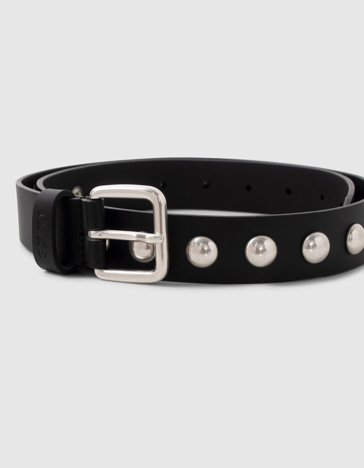 Ceinture noire cuir maxi clous Femme