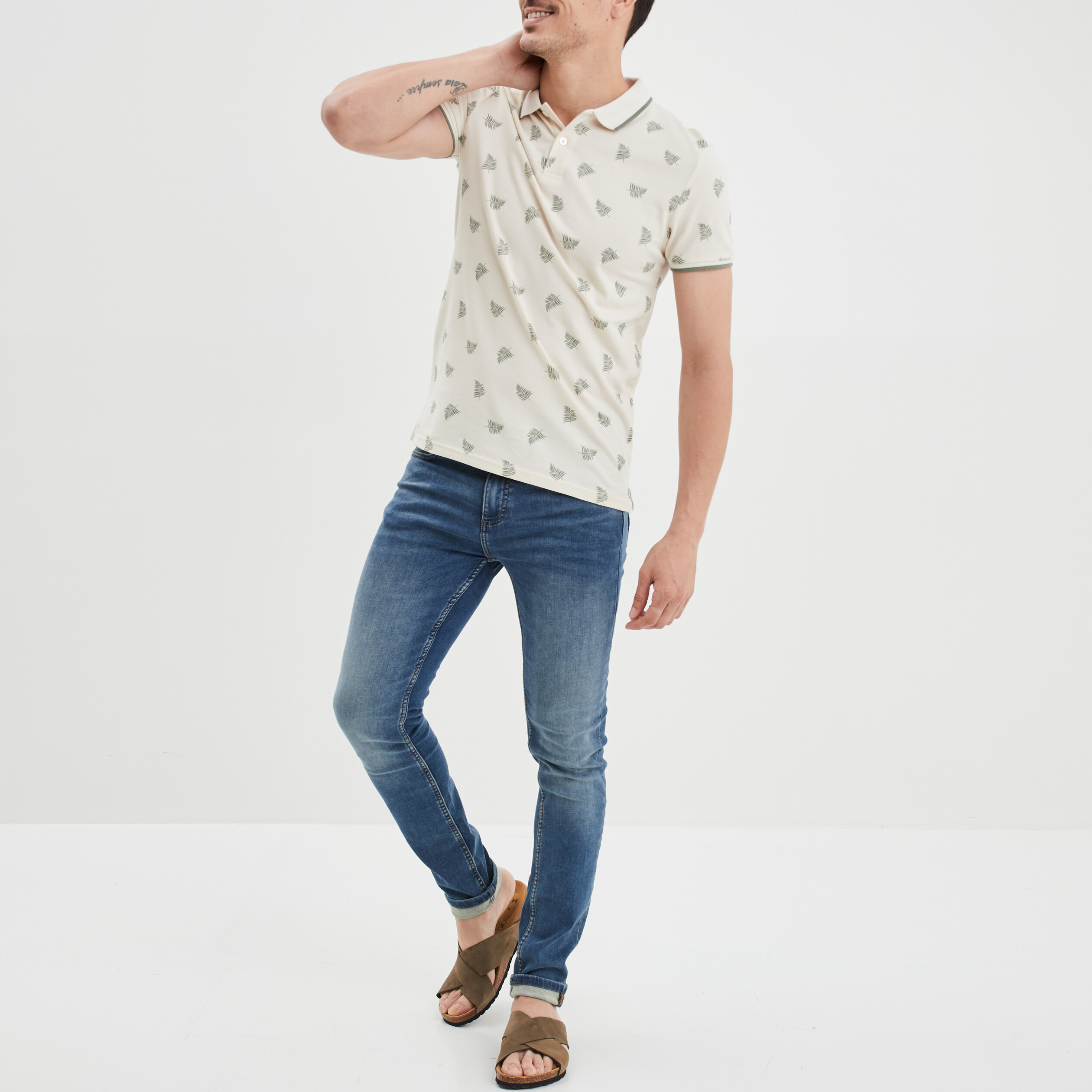 Polo coton majoritaire manches courtes creme homme | La Halle
