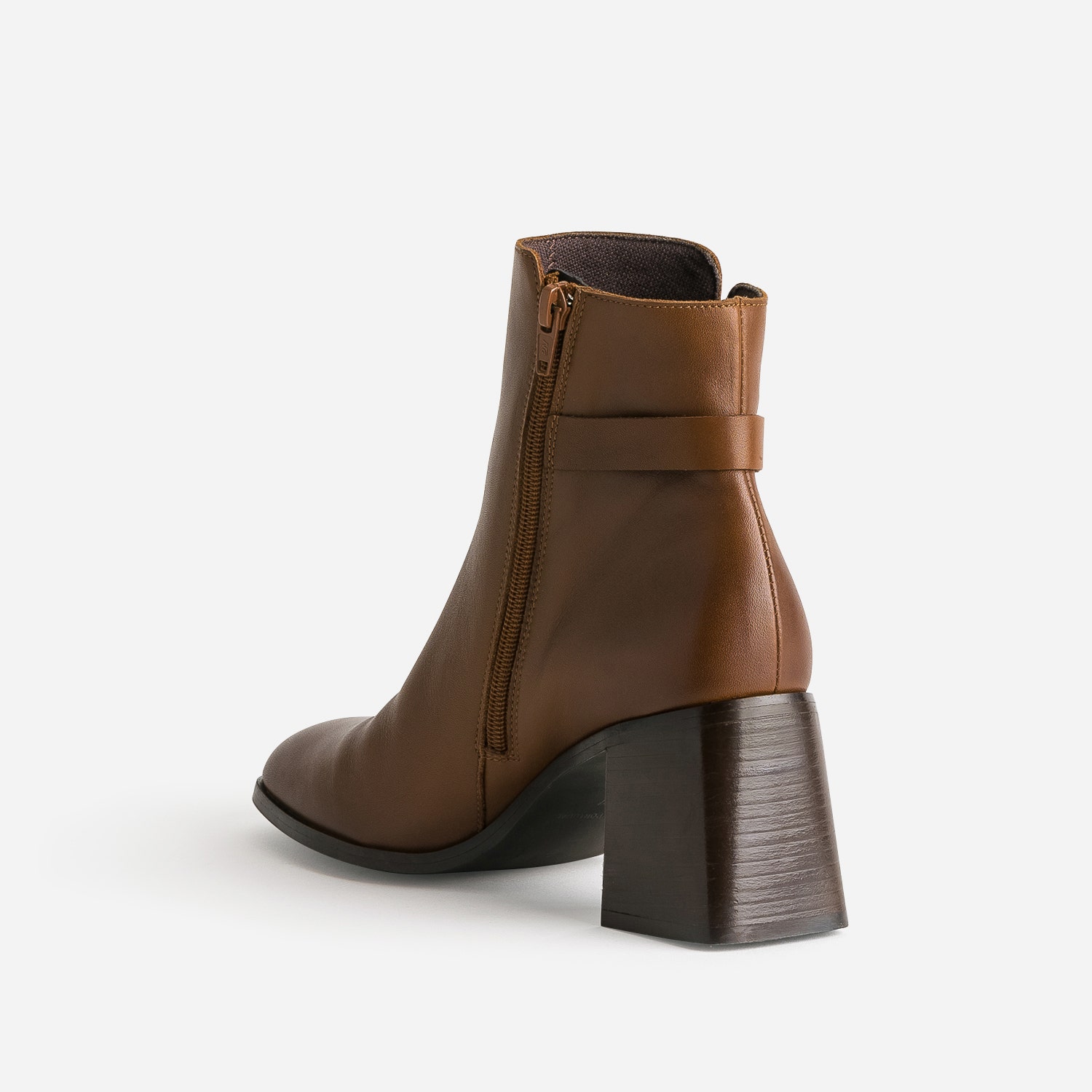 Boots cognac en cuir éco-conçu avec anneau en D