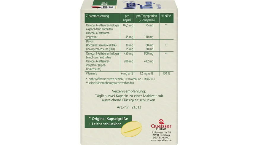 Doppelherz pure Omega-3 1075 vegan 80 Kapseln