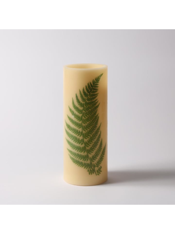 MARELIDA XXL LED Kerze mit Farndruck Echtwachs flackernd in creme - H: 30cm günstig kaufen onesize