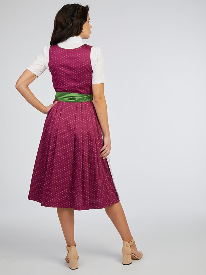 Turi Landhaus Dirndl in Beere/ Weiß günstig kaufen