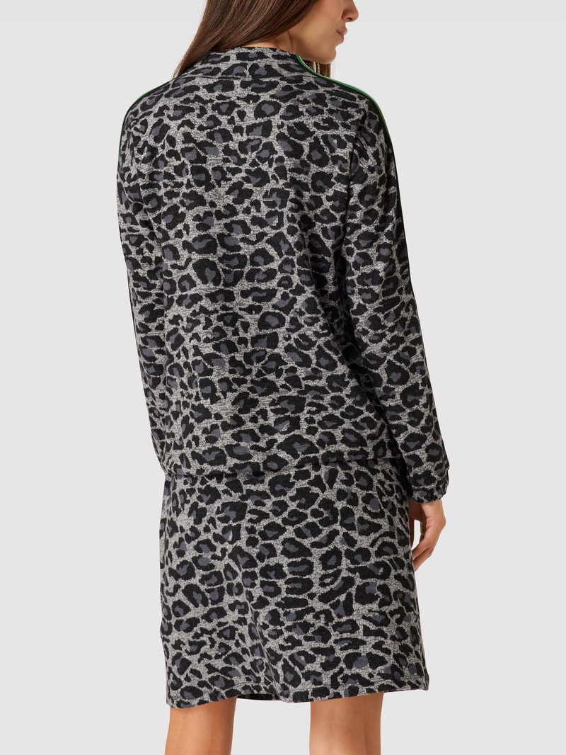 Longsleeve mit Animal-Print in dunkelgrau