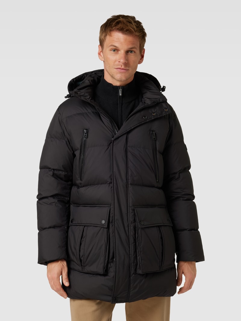 Daunenjacke in Stepp-Optik mit Pattentaschen in schwarz