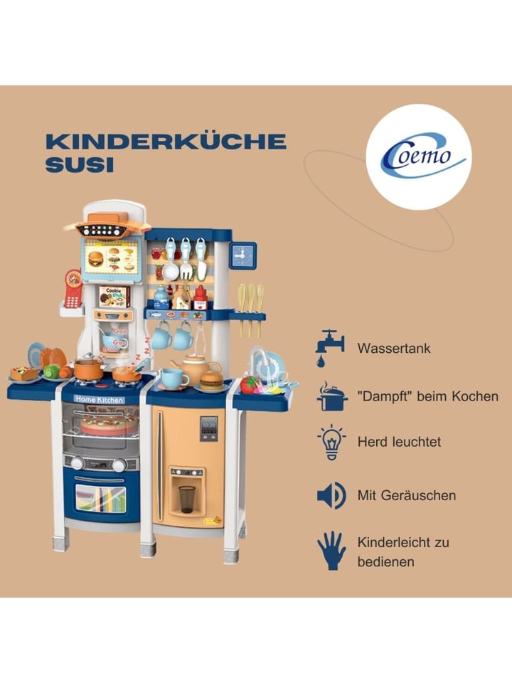 Coemo Kinderküche Susi Spielküche mit extra viel Zubehör - ab 3 Jahren in Blau günstig kaufen onesize