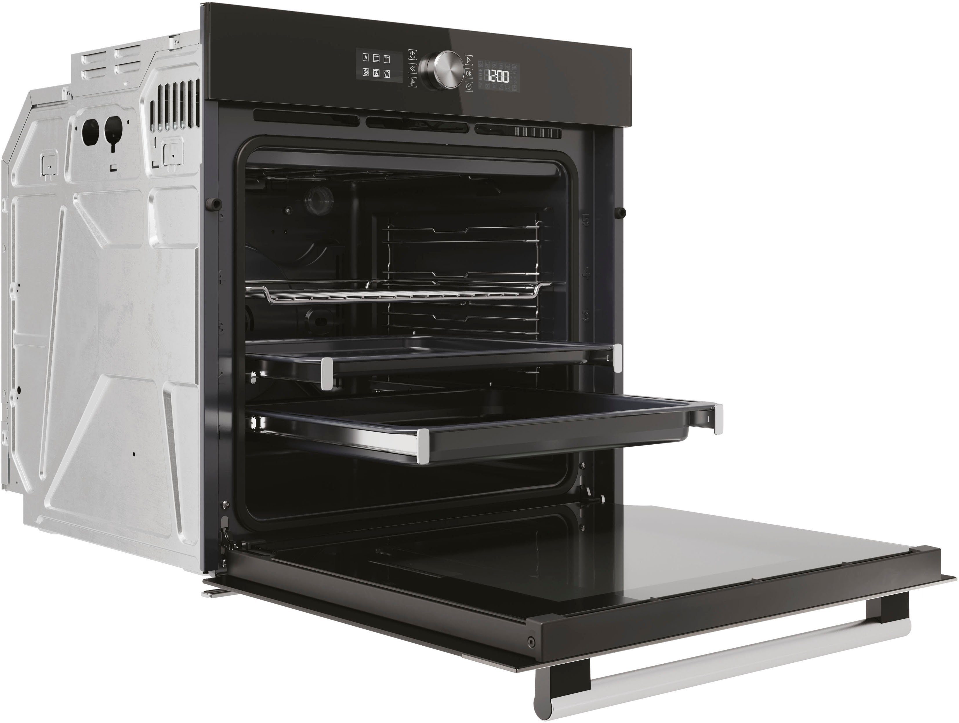 BAUKNECHT Backofen-Set BAKO4 HR6 BLACK, mit 2-fach-Teleskopauszug, Hydrolyse