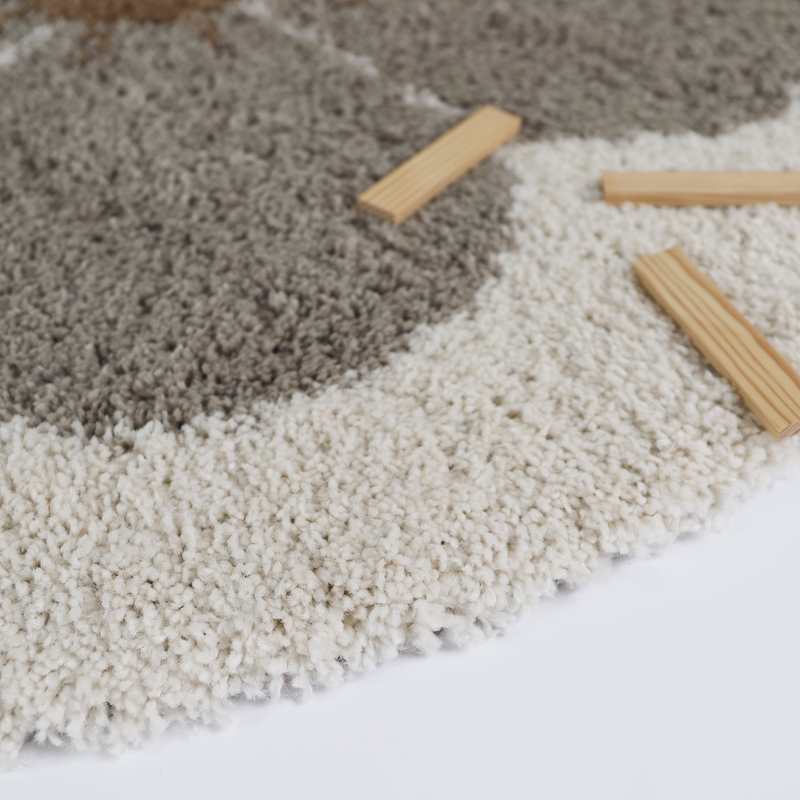 Tapis rond taupe Bohemian Daisy