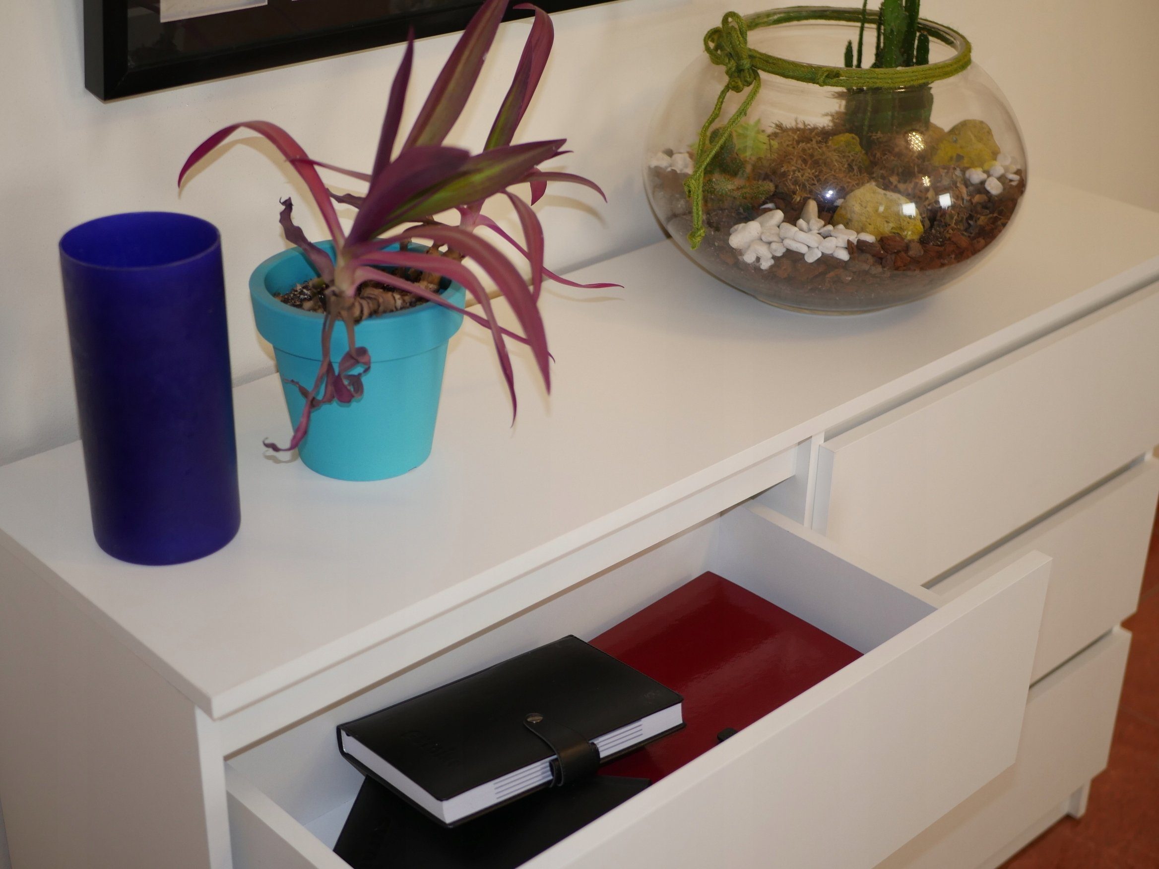 Home Collective Kommode weiß mit sechs Schubladen, Schlafzimmer Flur, Schrank, Sideboard, Highboard, Breite 100 cm Höhe 77cm