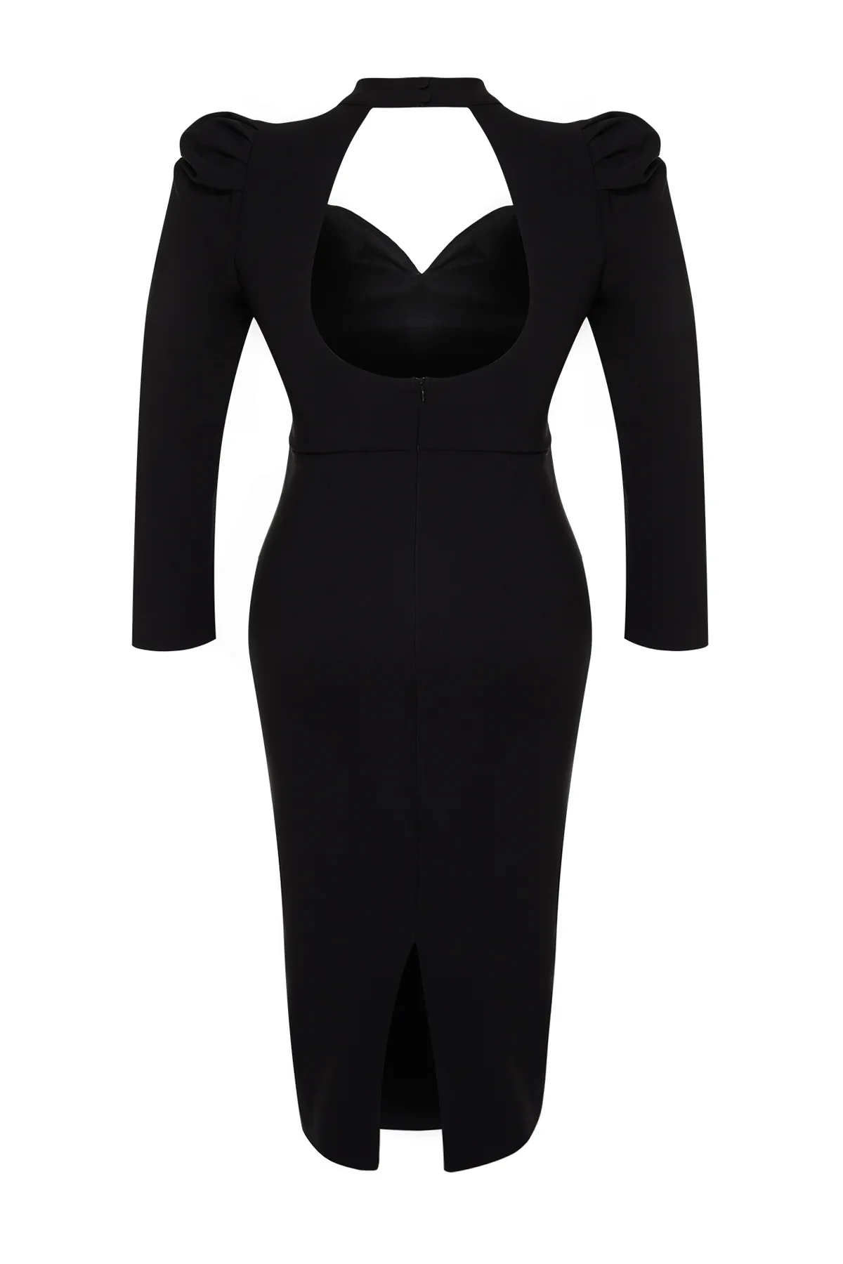 Trendyol Curve  Schwarzes, figurbetontes, gewebtes, elegantes Abendkleid TBBSS24AH00156