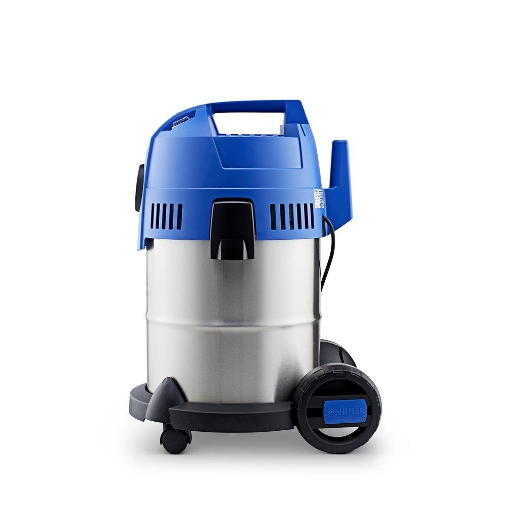 Nilfisk Bodenstaubsauger Buddy II 18 Inox Nass-/Trockensauger 18451129, Werkstattsauger, nass und trocken, saugt z.B. Wasser, Erde, Schlamm, Holzspäne, INOX-Behälter