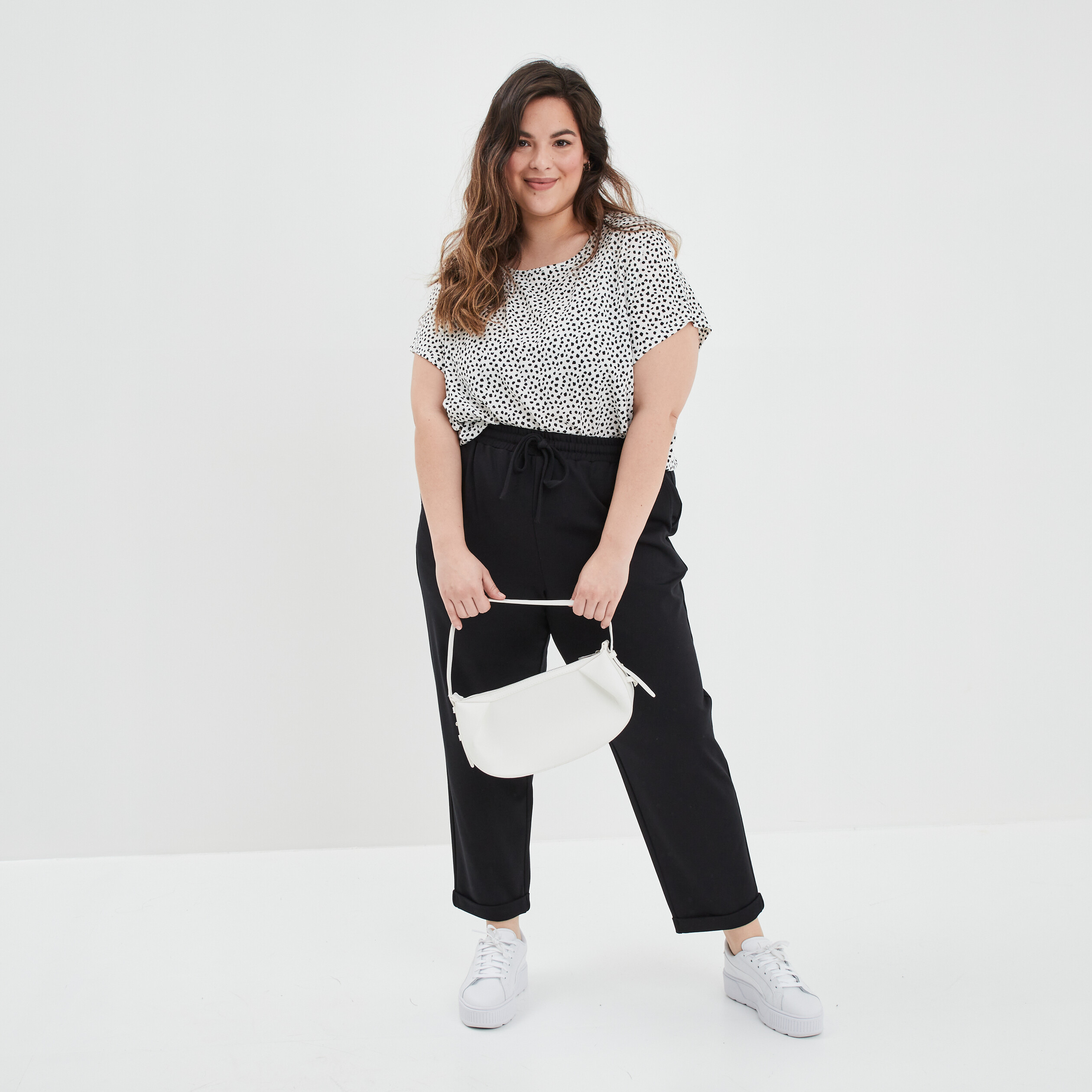T-shirt fluide manches courtes blanc femme grande taille | La Halle