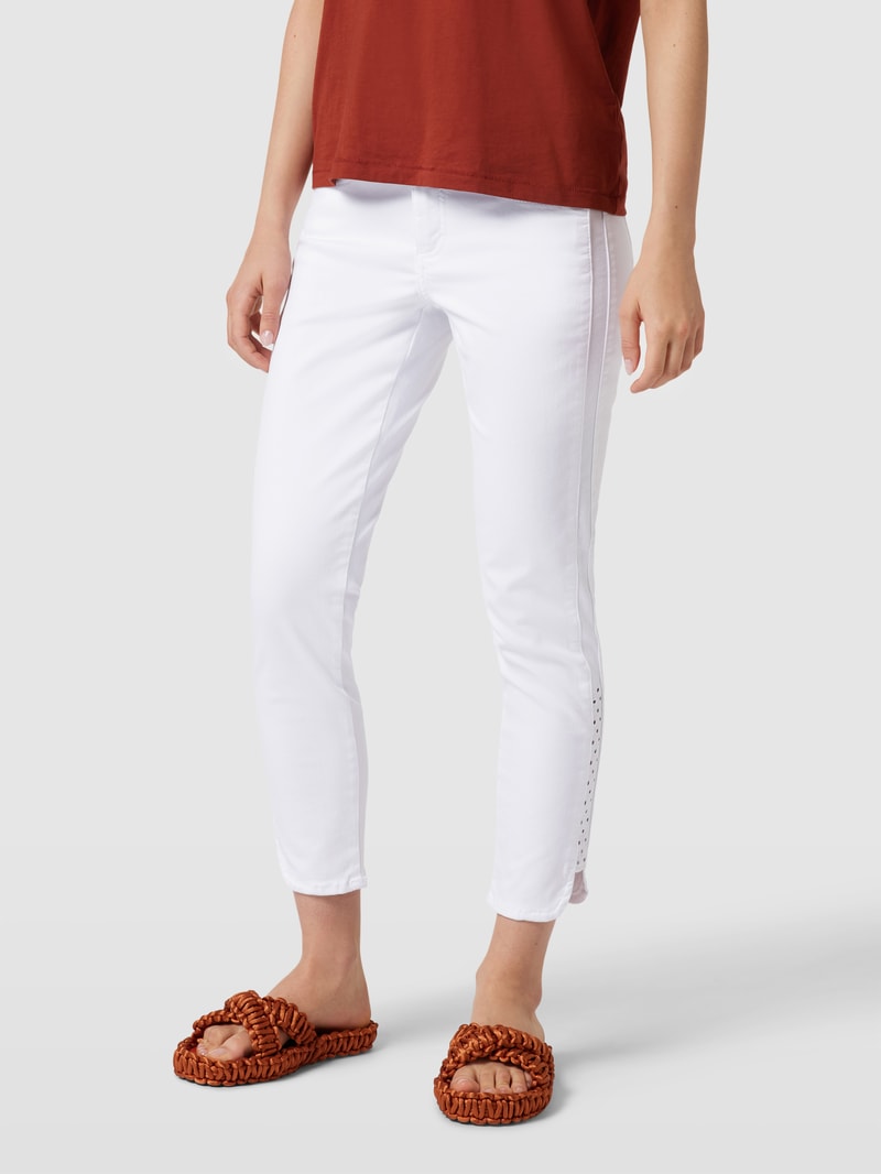 Jeans mit Label-Patch Modell 'ORNELLA' in weiß