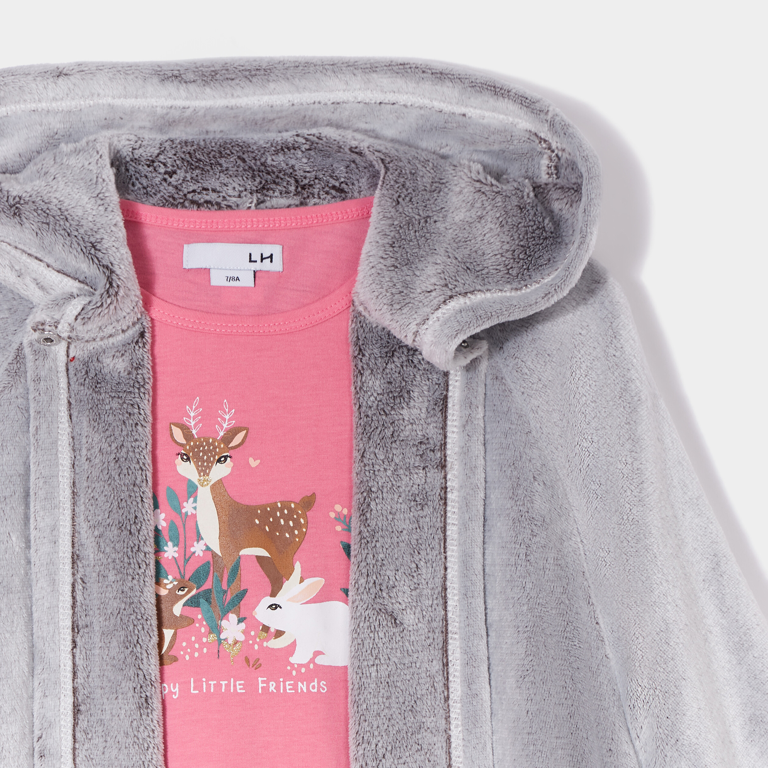 Ensemble pyjama 3 pièces avec peluche rose fille | La Halle