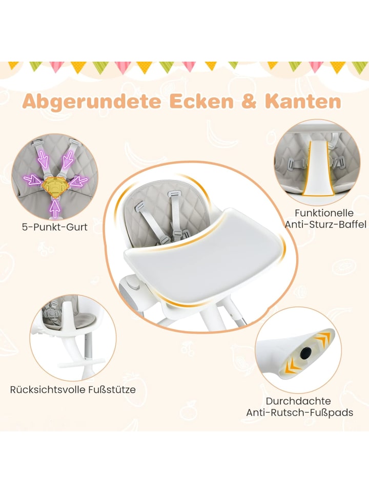 COSTWAY 4 in 1 Hochstuhl in Grau günstig kaufen onesize