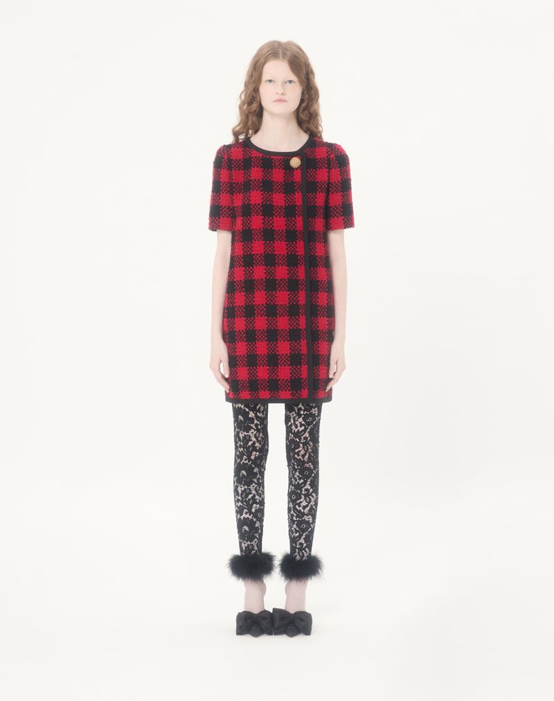 Vestido curto de tweed Damier