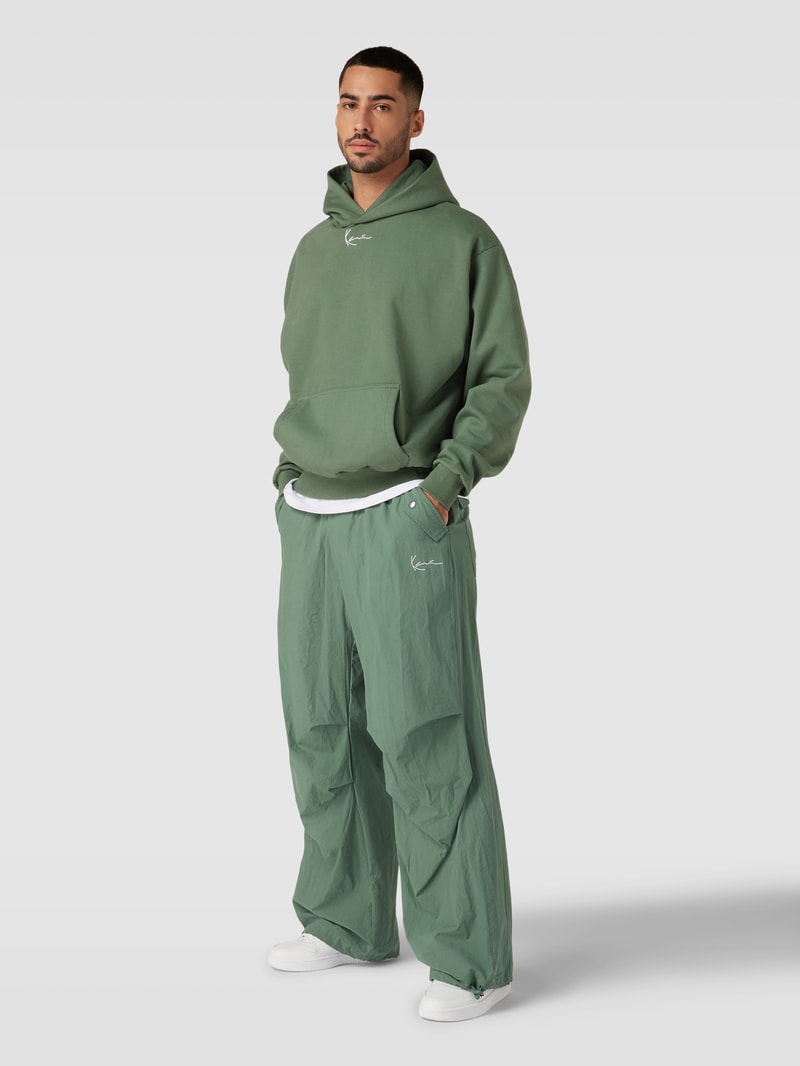 Hose mit Label-Stitching Modell 'Small Signature' in olivgrün
