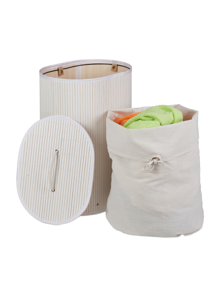 relaxdays 3 x Wäschekorb in Weiß - (B)42 x (H)55 x (T)32 cm günstig kaufen onesize