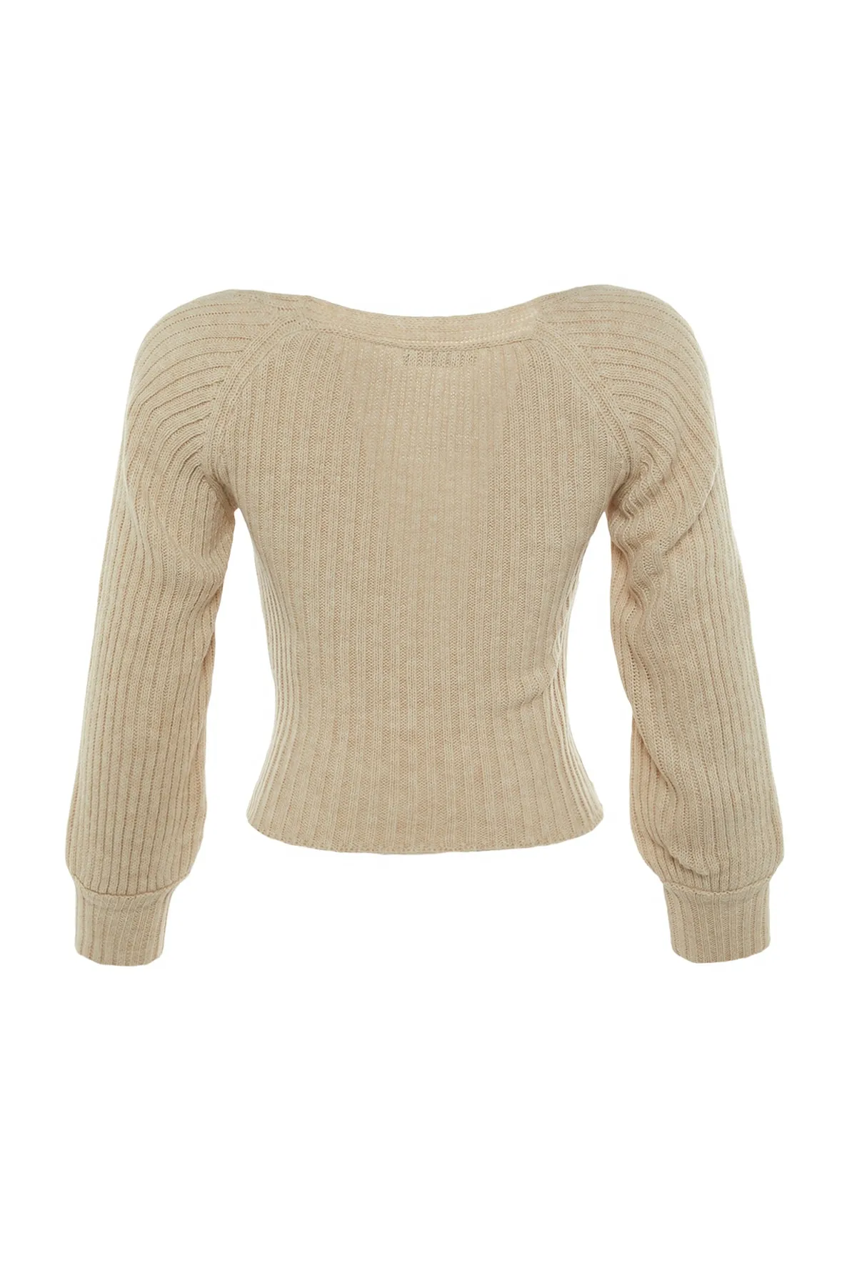 Trendyol Collection  Stone Crop Strickpullover mit Herzkragen TWOAW22KZ1760