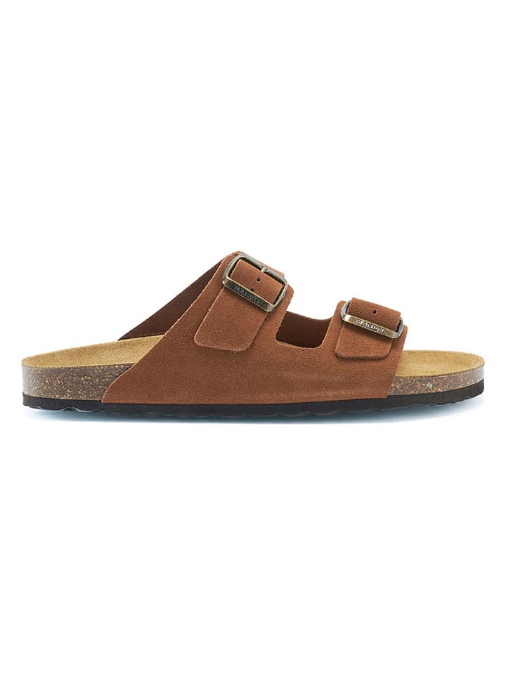 Mandel Leder-Pantoletten in Braun günstig kaufen