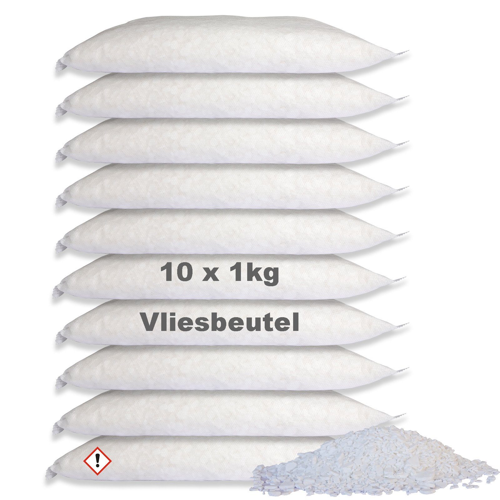 BlueCraft Luftentfeuchter Nachfüllpack Schlafzimmer Wohnung Nachfüller gegen Schimmel, für 30 m³ Räume, 10 x 1 kg Raum Entfeuchter Granulat im Vliesbeutel, ohne Strom