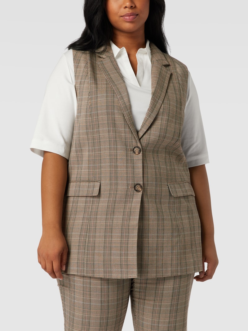 PLUS SIZE Weste mit Allover-Muster Modell 'Dana' in haselnuss braun