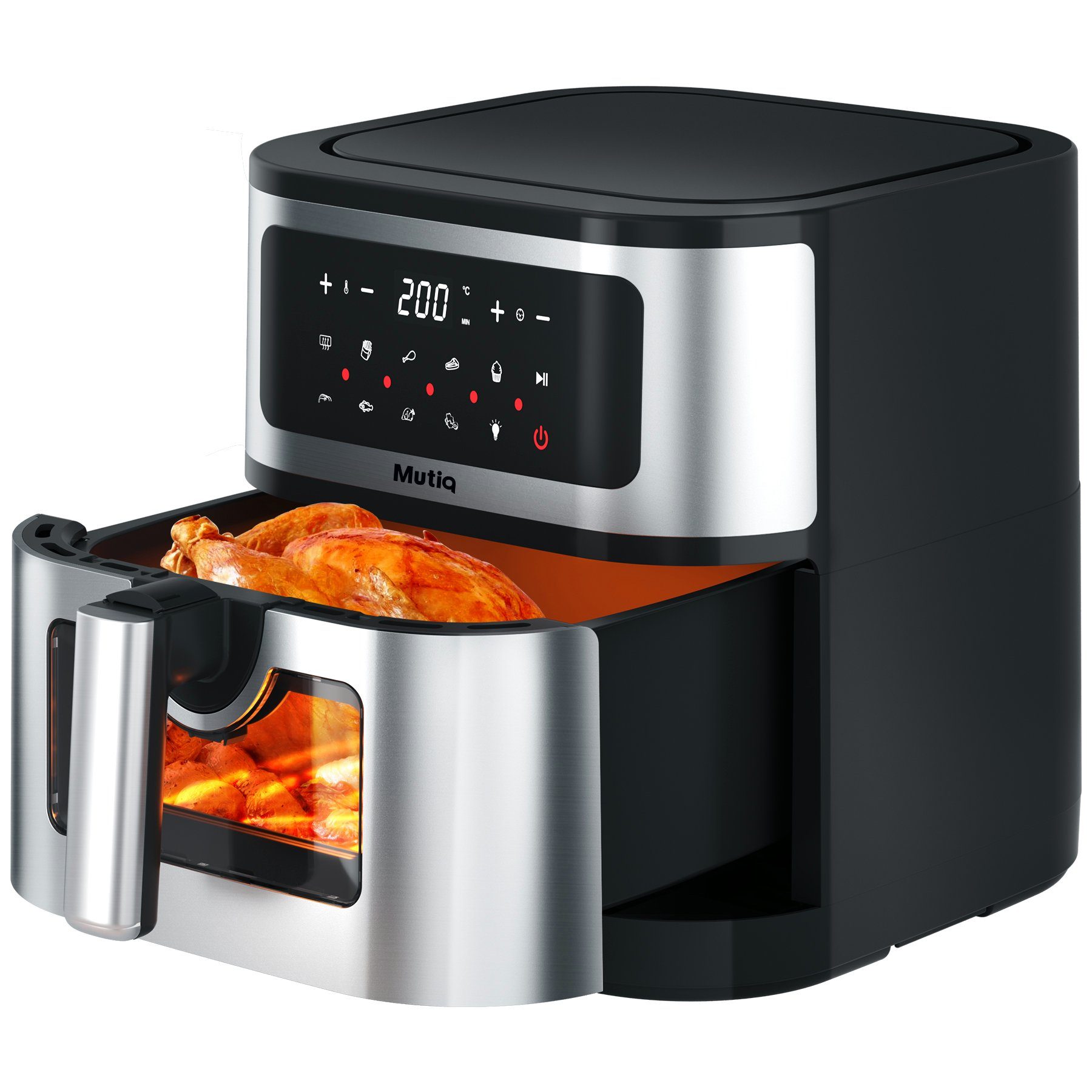 Senmudi Heißluftfritteuse Air fryer 7.5L XXL,Fritteuse ohne Öl,LED-Touchscreen,10 Programme, 1800W,Gesunde Heißluftfritteuse,Küchengerät für fettarmes Frittieren