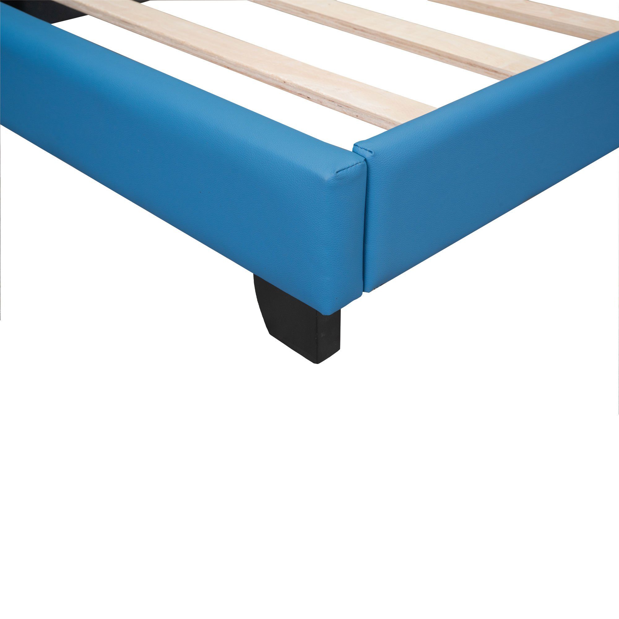Flieks Polsterbett, Kinderbett Einzelbett mit Wolkenform Kopfteil 90x200cm Kunstlederbezug