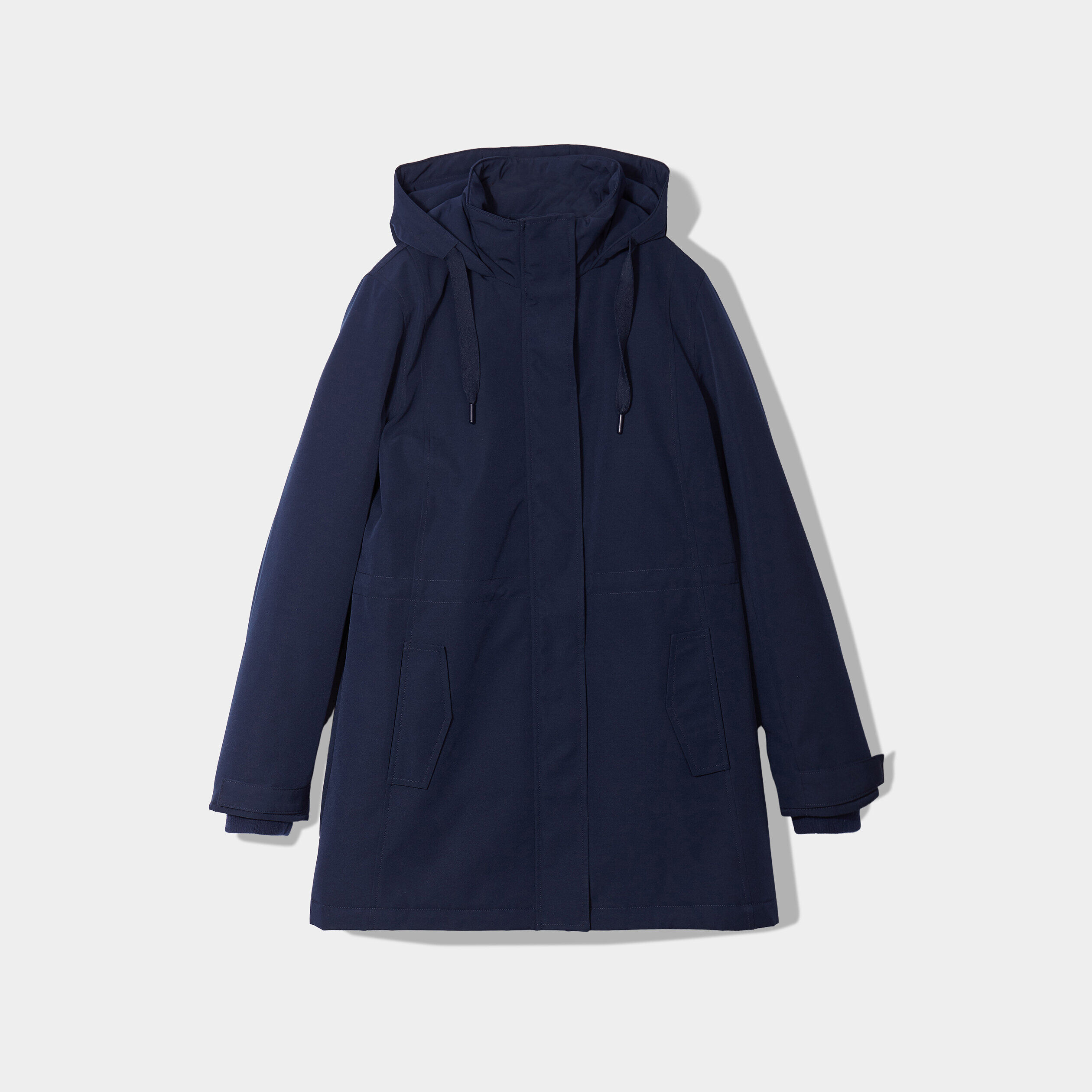 Parka droite à capuche bleu marine femme | Cache Cache