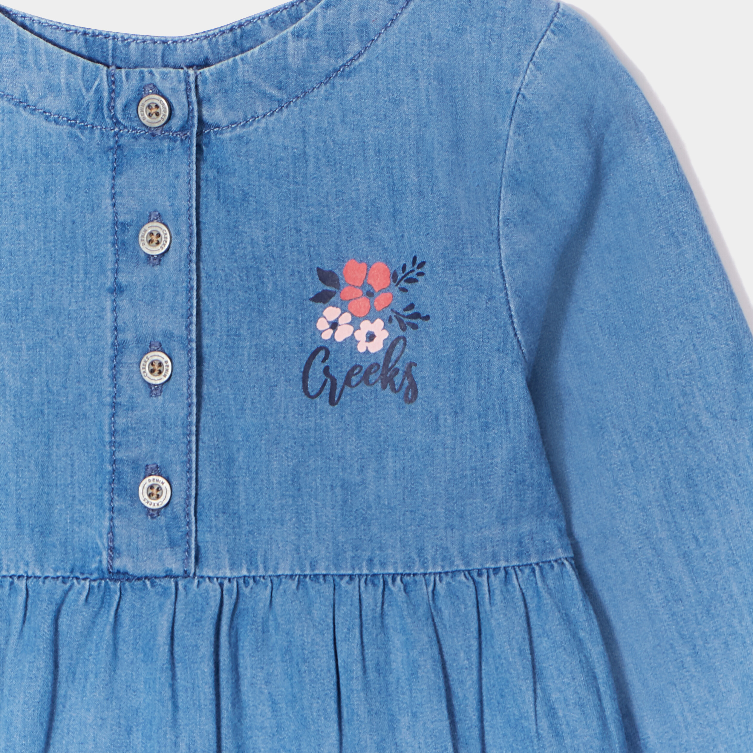 Robe trapèze en jean Creeks denim stone fille | La Halle