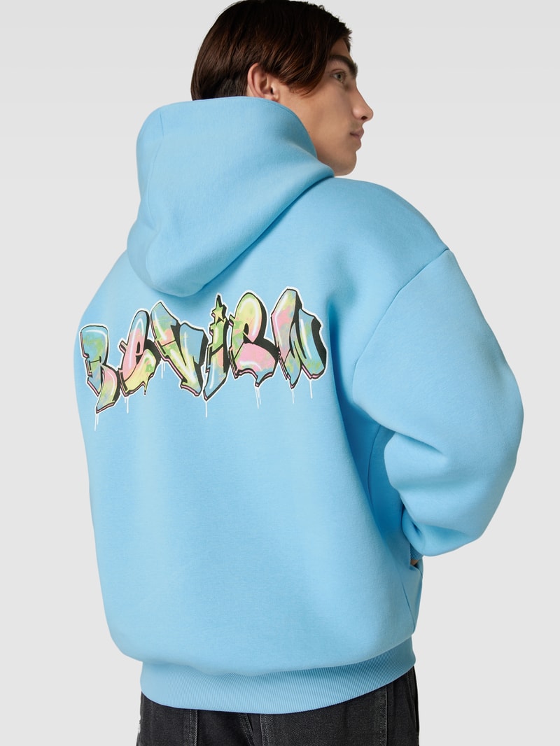 Oversized Hoodie mit Motiv-Print in hellblau