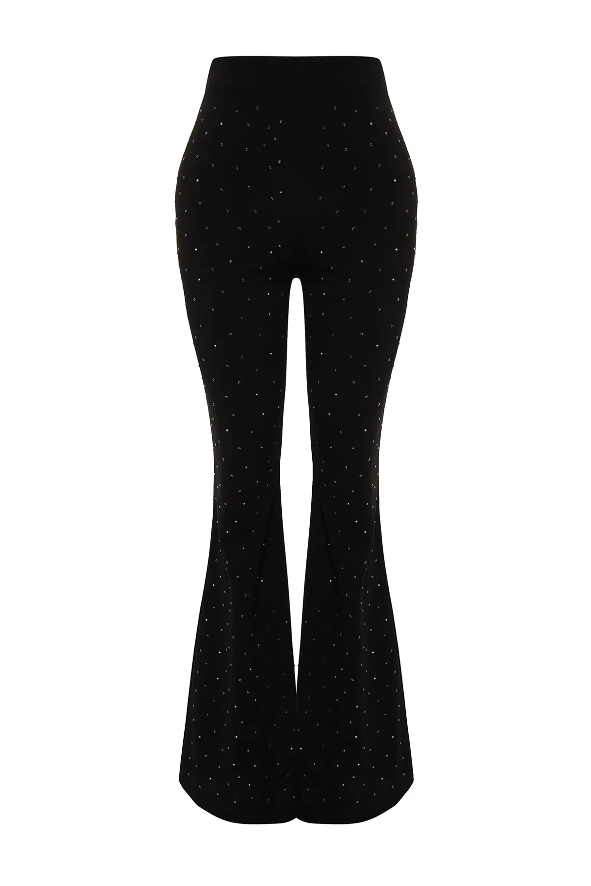 Trendyol Collection  Schwarze gestrickte, glänzende, juwelenbesetzte Hose TPRSS24PL00008