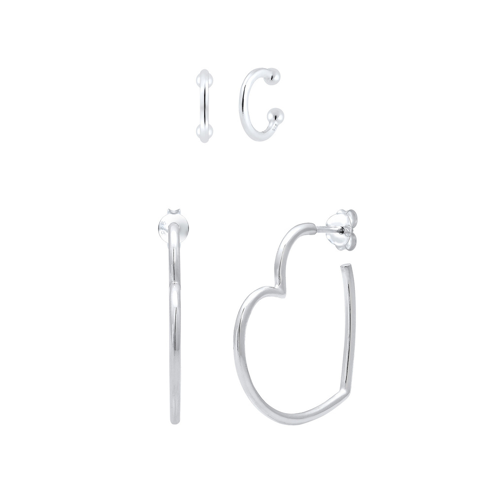Elli Elli Boucles d'Oreilles Coeur Amour Parure Boucle d'Oreille Femme - (925/1000) Ar Boucles d'oreilles