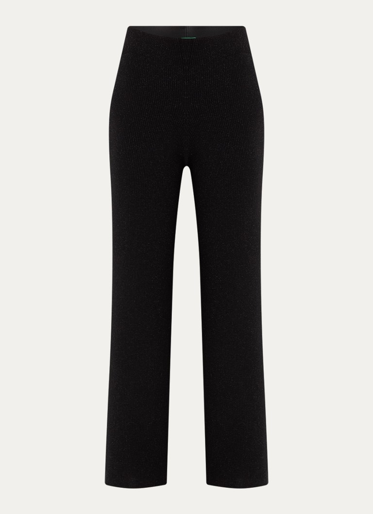 Pantaloni svasati a vita alta Benetton con lurex e texture a coste