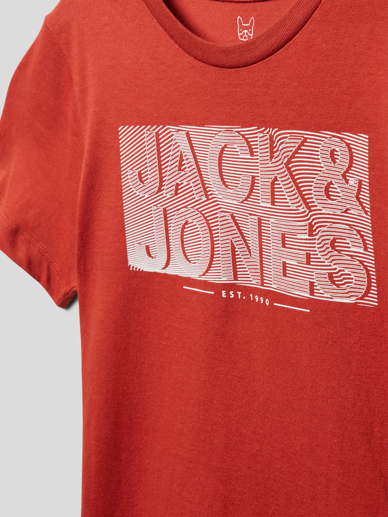 T-Shirt mit Label-Print in rot