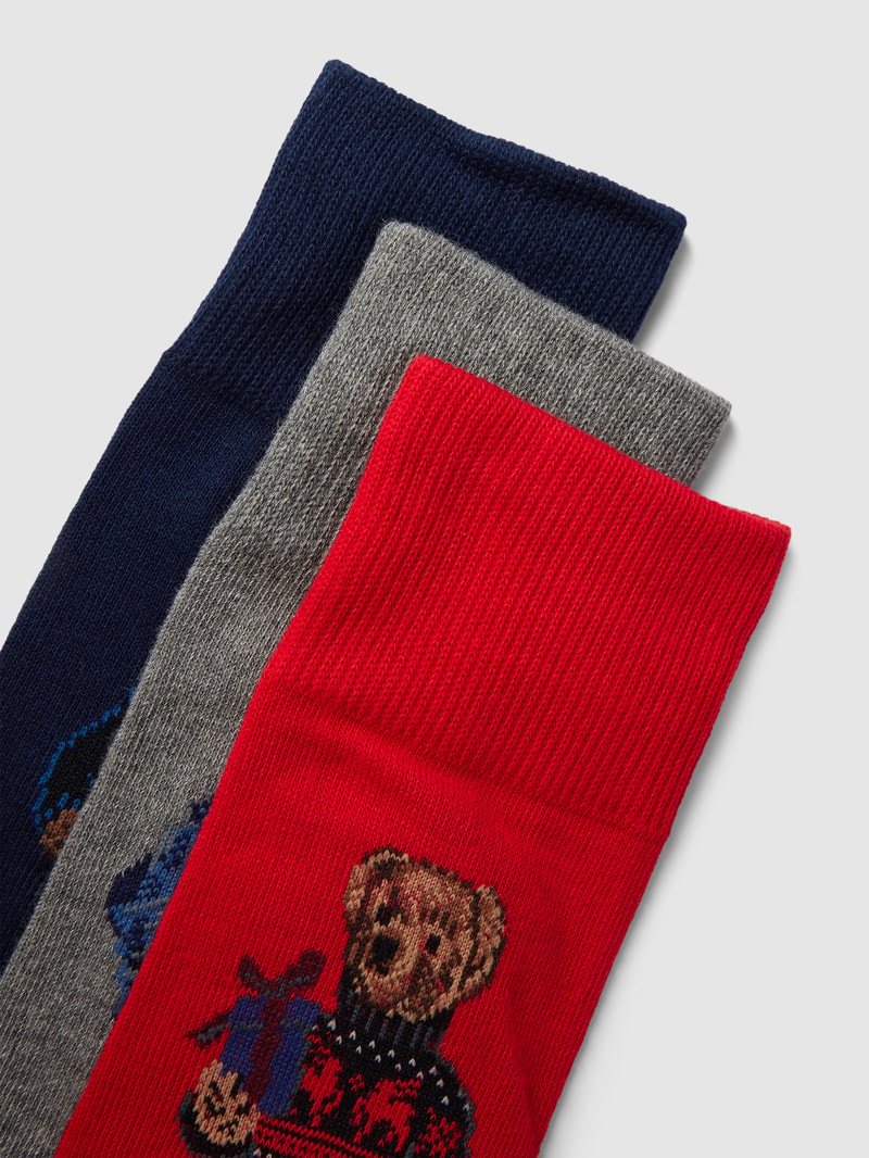 Socken im Colour-Blocking-Design im 3er-Pack Modell 'HOLIDAY' in mittelgrau meliert