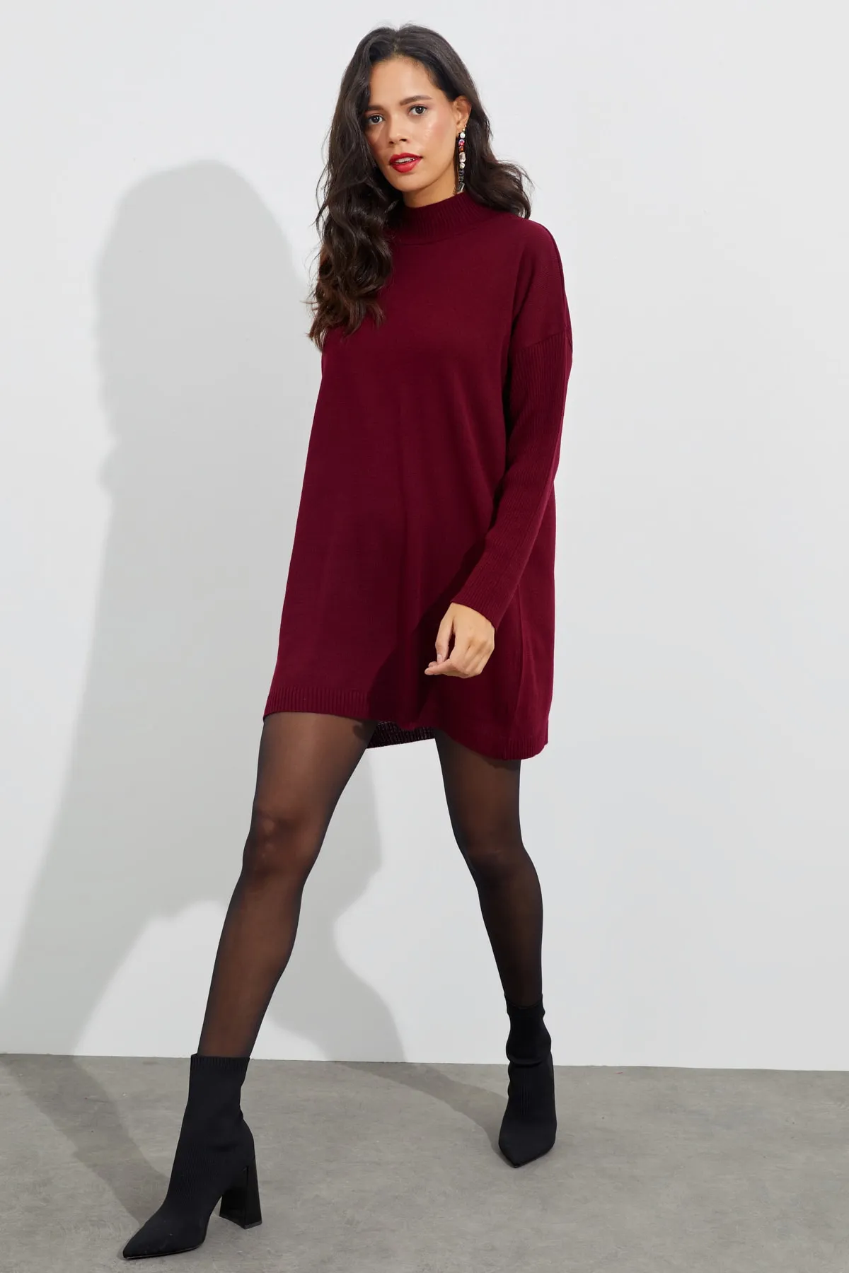 Cool & Sexy  Kastanienbraune Stricktunika für Damen YV110