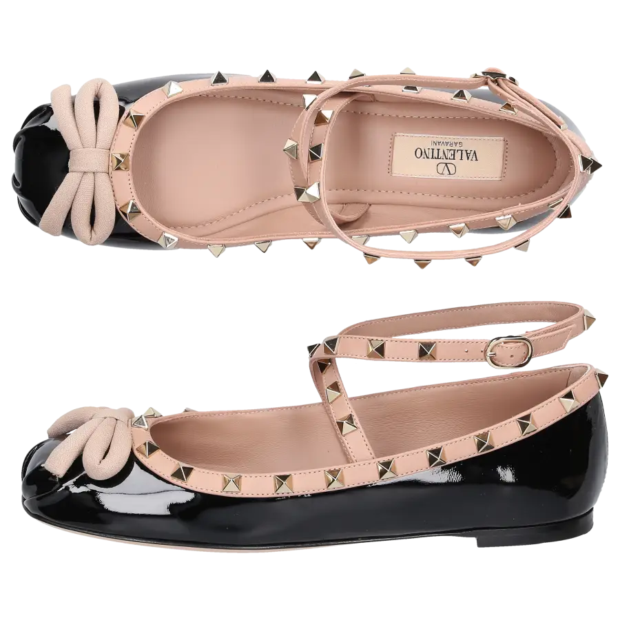 Valentino Garavani - Ballerinas ROCKSTUD Lackleder - schwarz