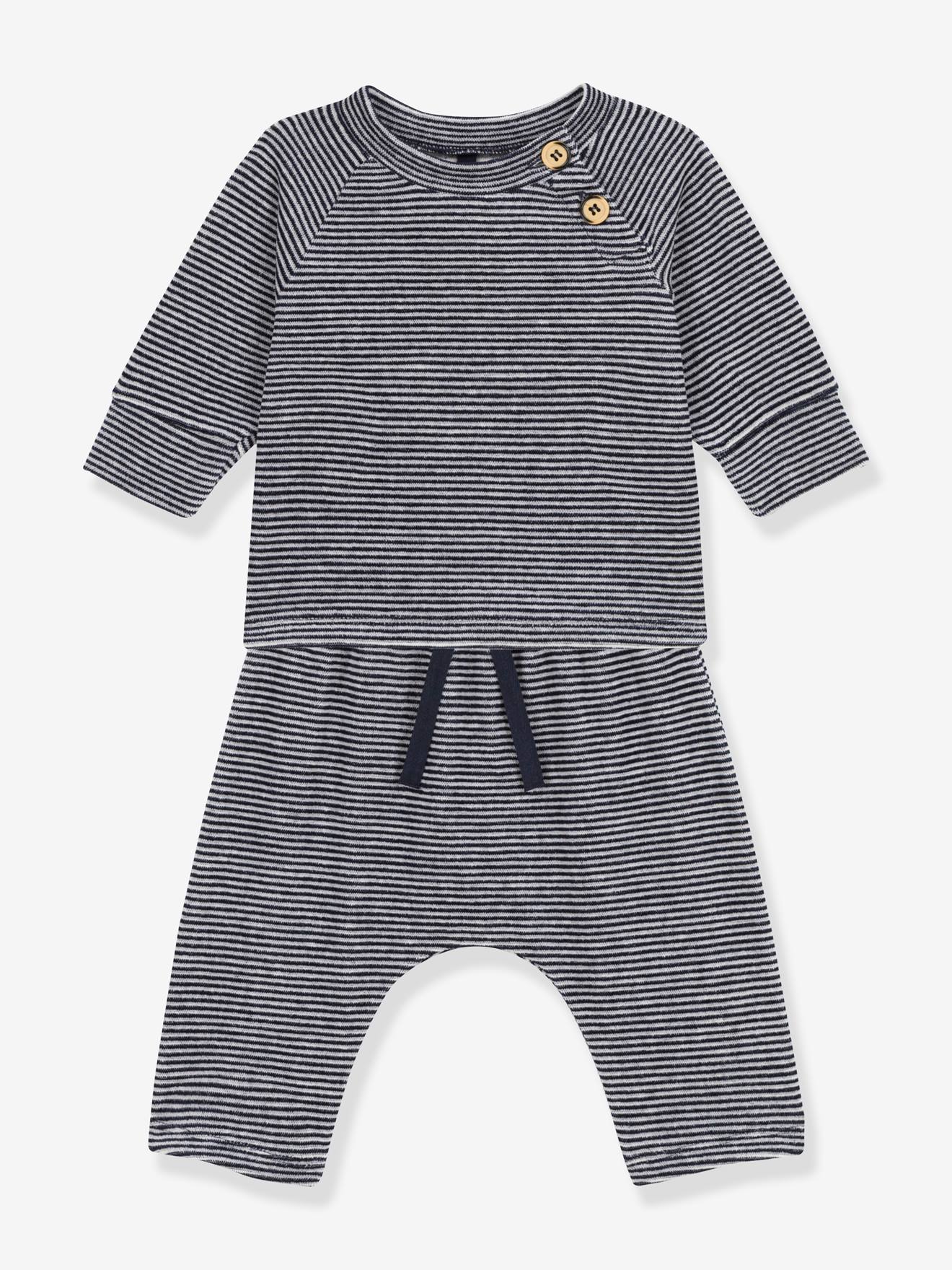 Ensemble 2 pièces en velours et coton PETIT BATEAU marine