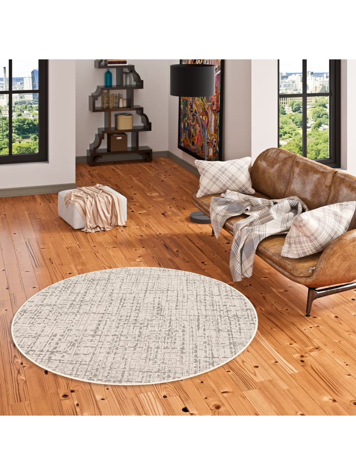 Snapstyle In & Outdoor Teppich Oslo Trend Rund in Creme günstig kaufen