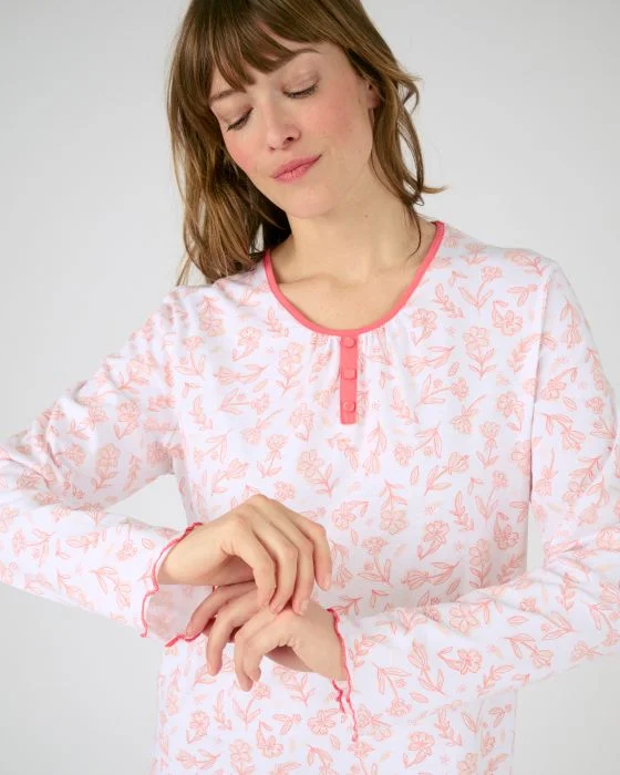 Chemise de nuit imprimée maille jersey coton peigné