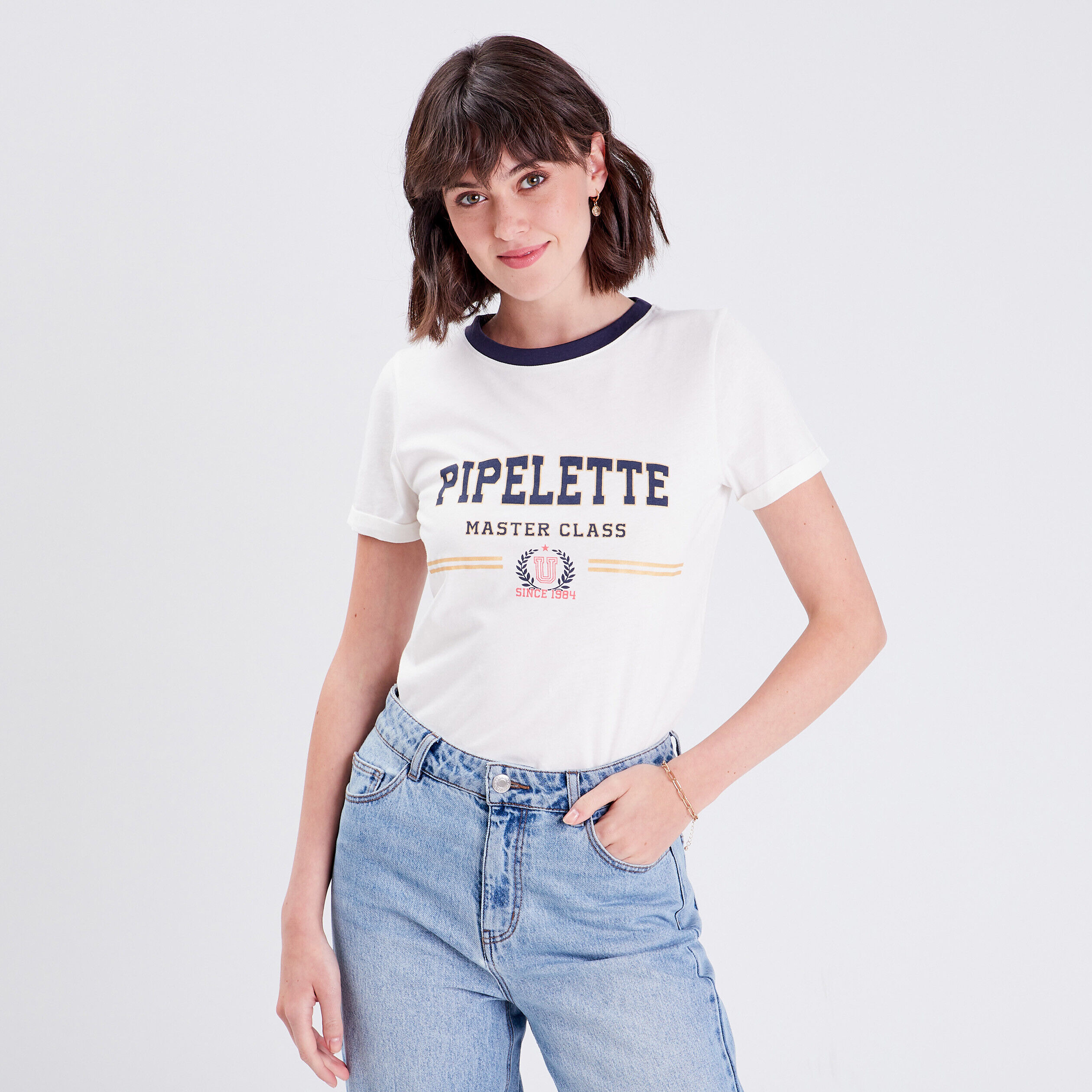 T-shirt manches courtes ecru femme | Cache Cache