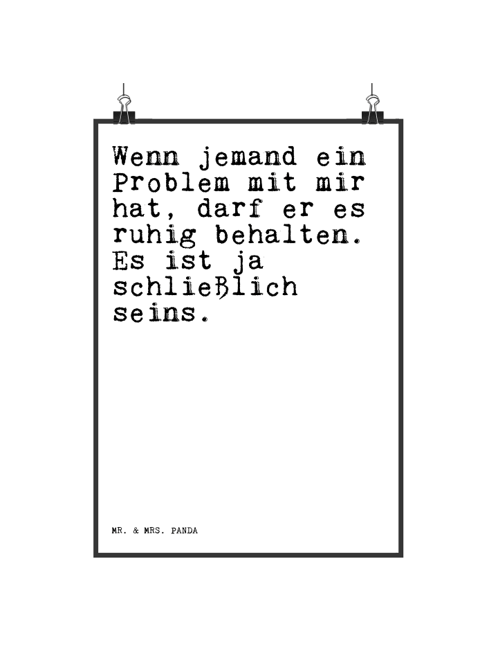 Mr. & Mrs. Panda Poster Wenn jemand ein Problem... mit Spruch in Weiß günstig kaufen